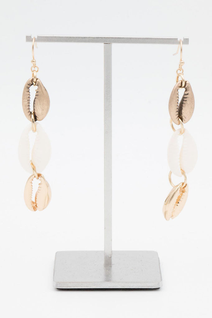 Cream and Gold Cowrie Earrings - desray.co.za